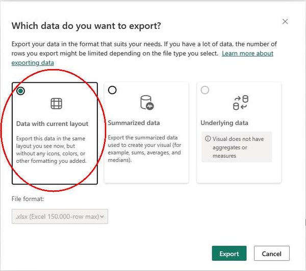 Data with current layout